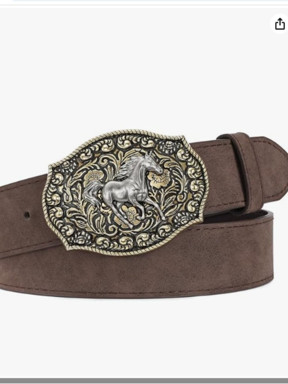 Western Cowboy Belt Bull Buckle Floral Engraved Leather Unisex